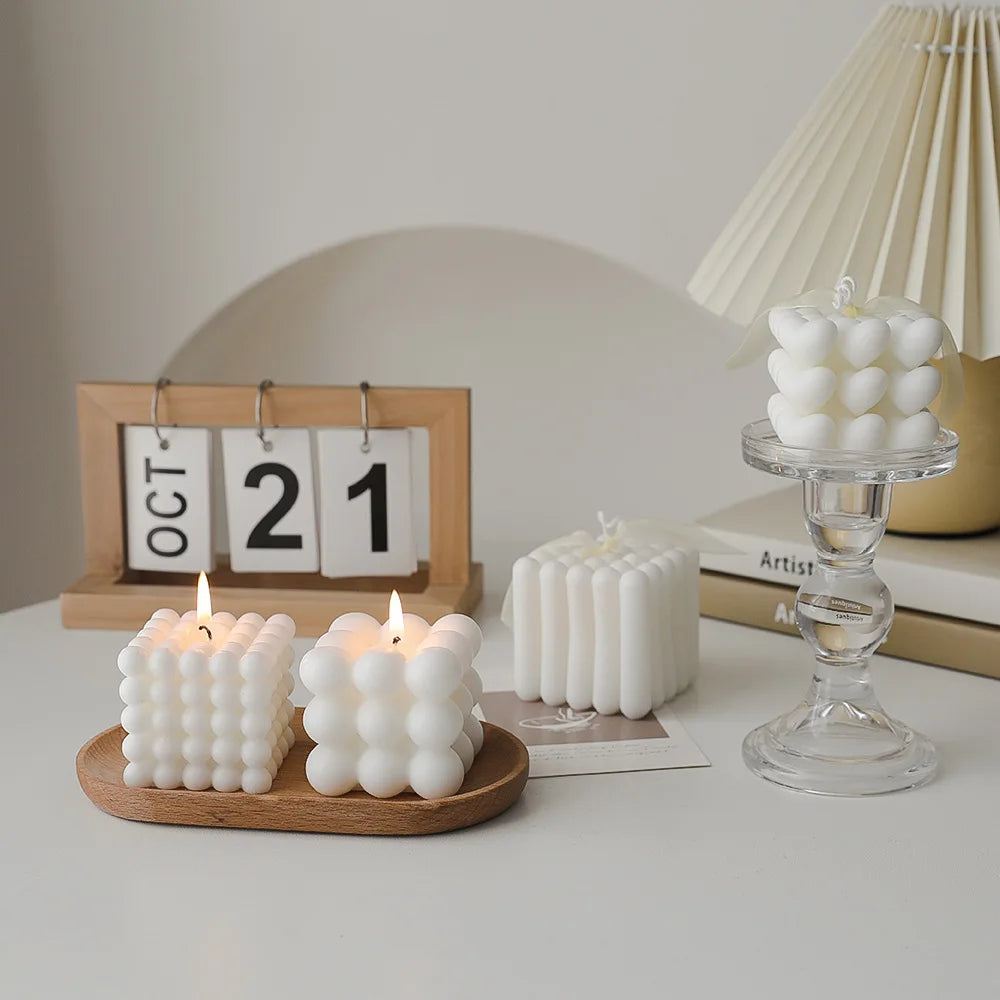 bougies parfumées cube rubik en cire de soja pour décoration et aromathérapie - vue 5 sur 13