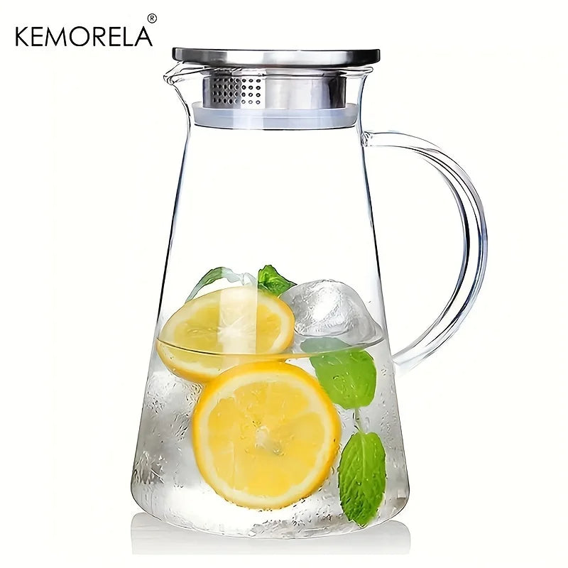 Carafe en verre resistant chaleur poignée grande capacite