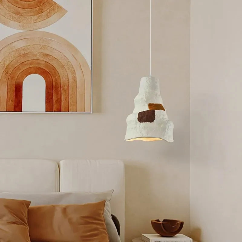 Nordic Wabi Sabi E27 Restaurant Pendant Chandeliers Lustre Living Room Lighting Designer Modern Cafe Bar LED Decor Hanging Lamps - vue 5 sur 11