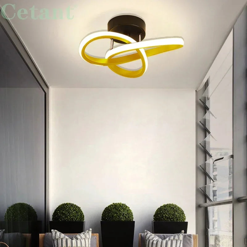 plafonnier led moderne chromé pour allée escalier balcon hôtel - vue 4 sur 10