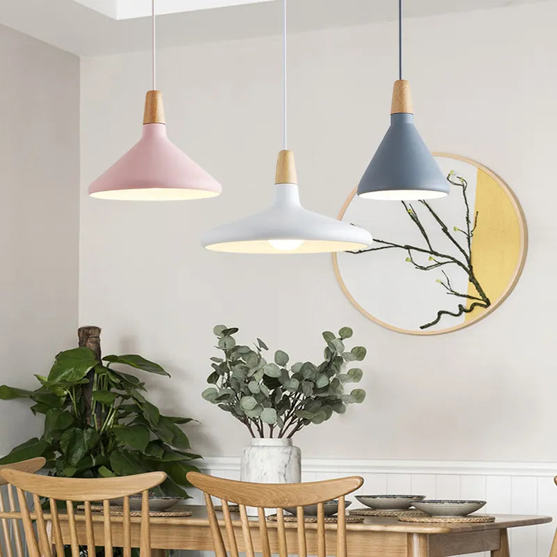 suspension moderne nordique en bois et aluminium pour décoration - vue 3 sur 6