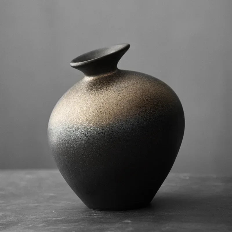 Vase en terre cuite japonais imitation pierre vintage pour fleurs