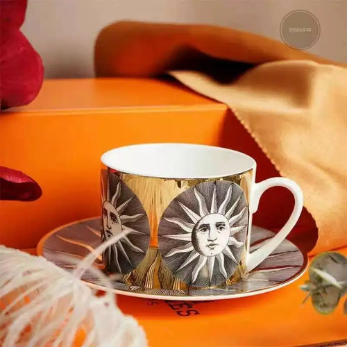 Service thé café vintage céramique italienne plateau fleuri
