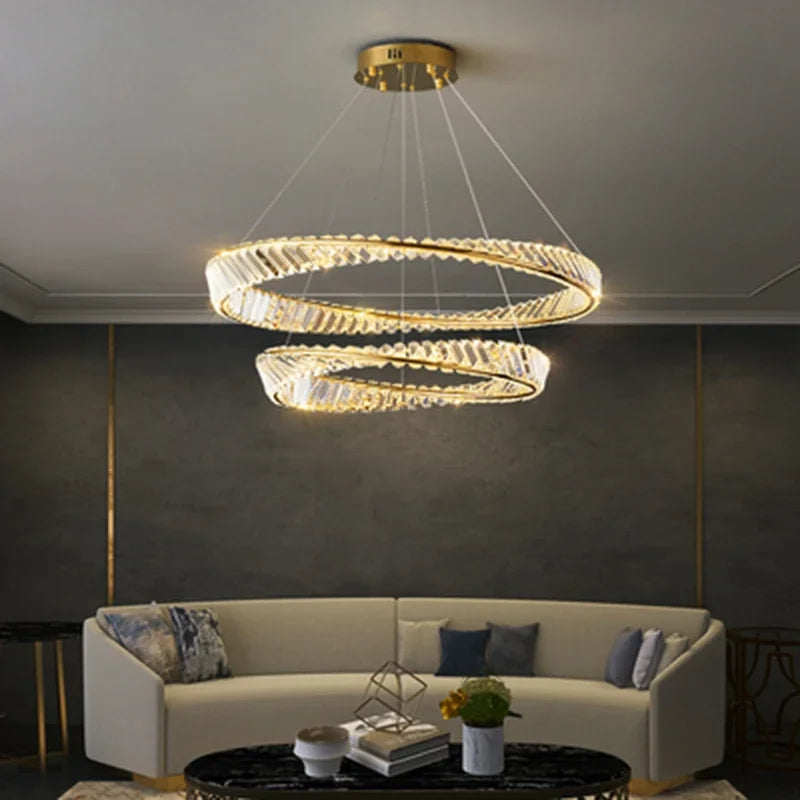 lustre doré de luxe pour salon décor chambre en cristal éclairage en verre argenté