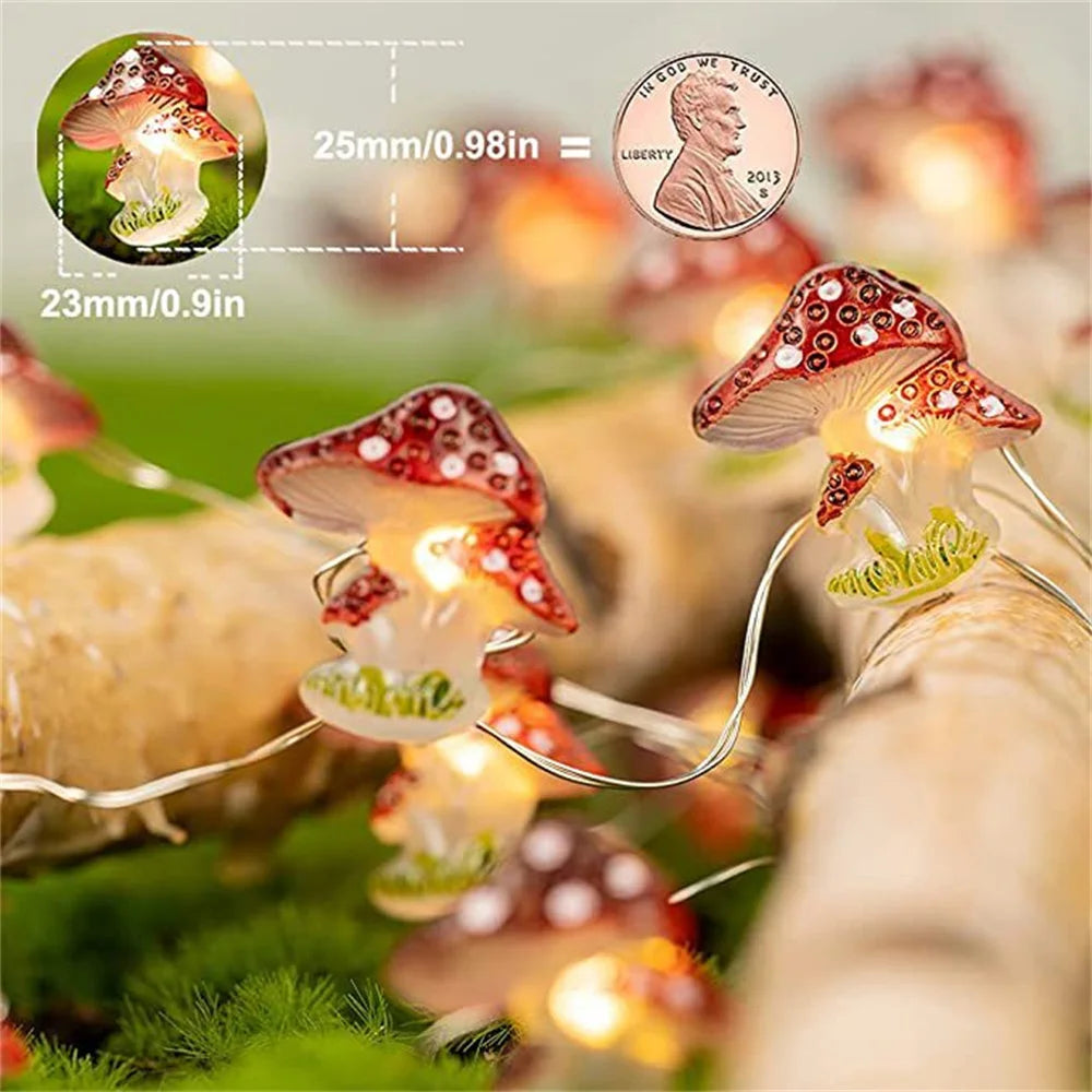 guirlande lumineuse champignon féerique en fil de cuivre à piles - vue 5 sur 6