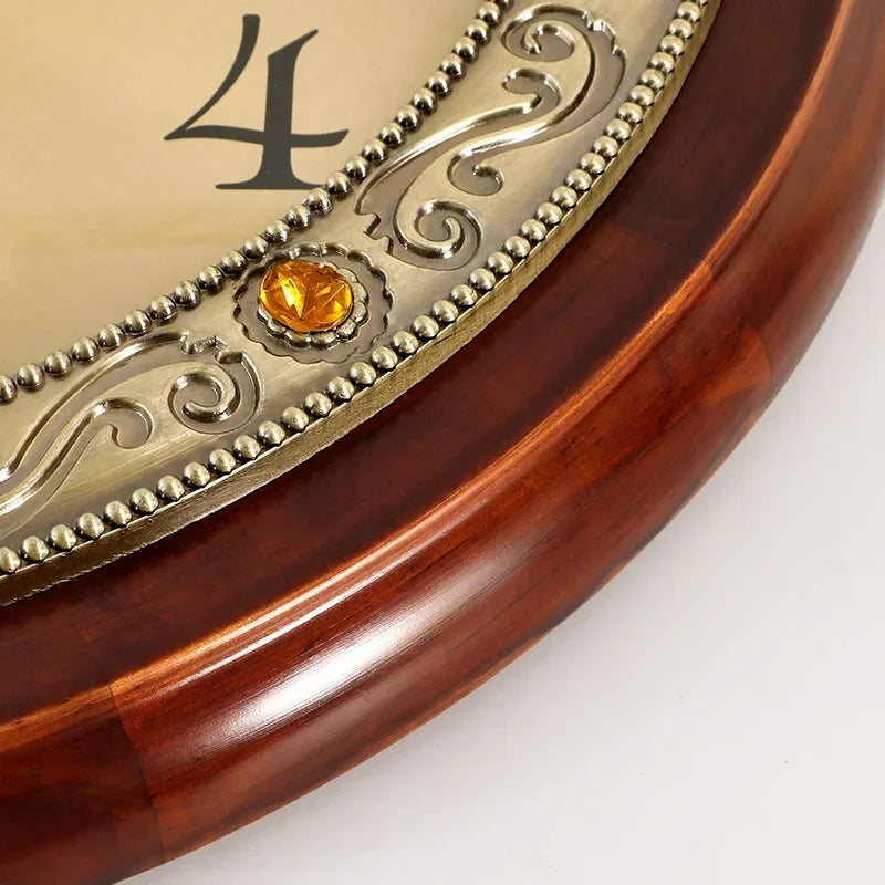 horloge murale en bois et métal style nordique rétro silencieuse - vue 6 sur 14