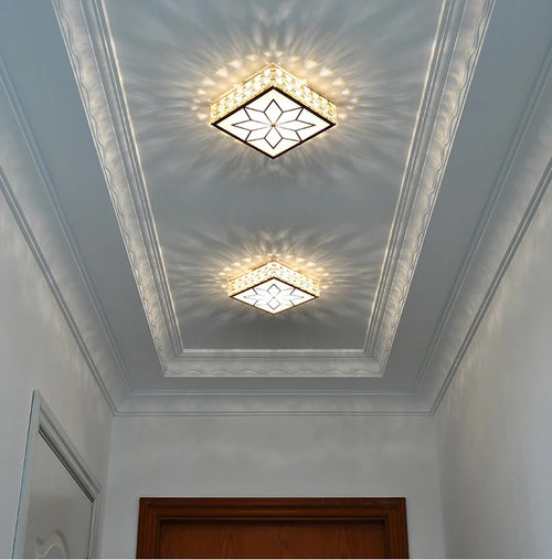 Plafonnier en cristal moderne salon couloir rond plafonnier carré chambre escaliers Vestibule montage en Surface balcon allée