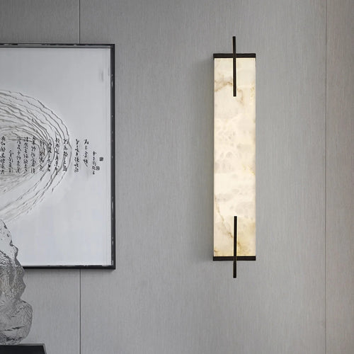 Applique murale Led en laiton doré et marbre