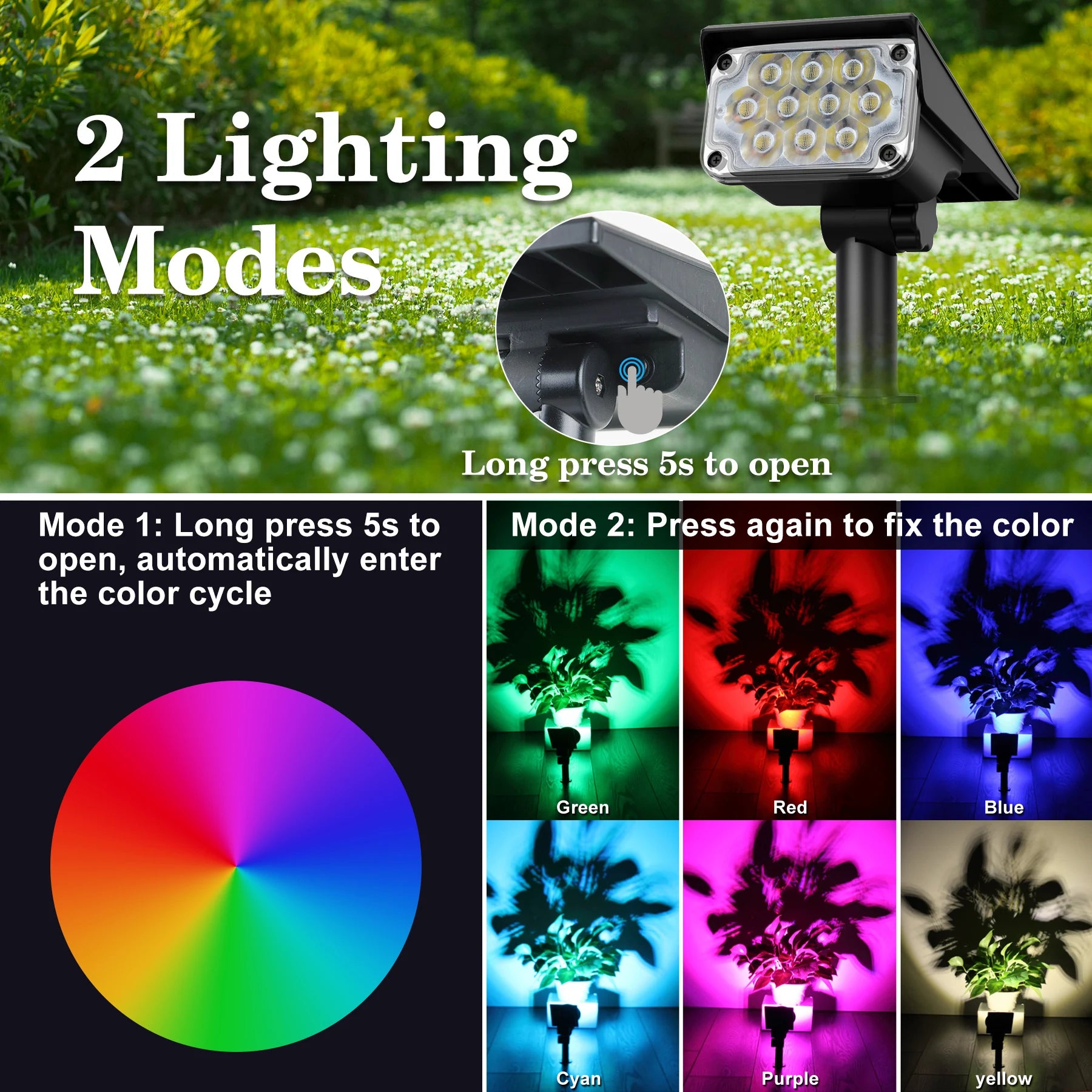 lot de 1 2 ou 4 lampes solaires pour éclairage extérieur réglable - vue 4 sur 11