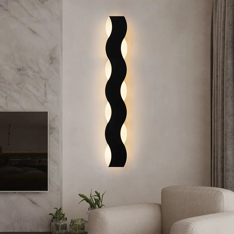 applique murale led moderne forme vague couloir intérieur - vue 2 sur 18