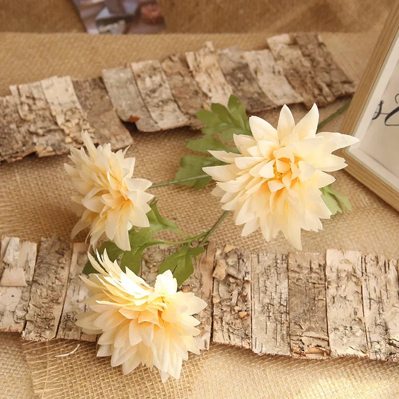 lot de 4 branches de dahlia artificielles en soie décoratives