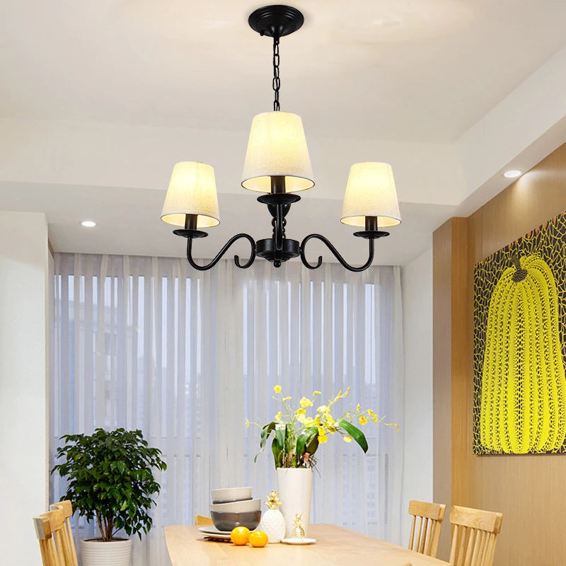 lustre en fer noir avec abat-jour pour intérieur élégant - vue 5 sur 10