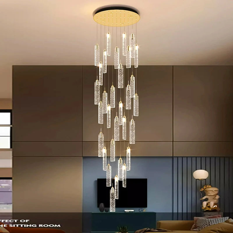 Lustre design Nordique à suspensions dorées tombantes - vue 2 sur 9