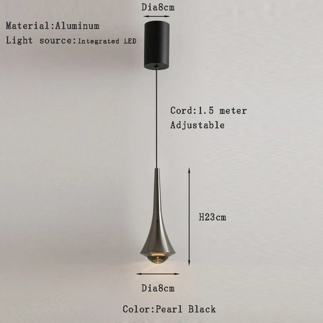 lustre led nordique anti-éblouissant en aluminium à intensité variable