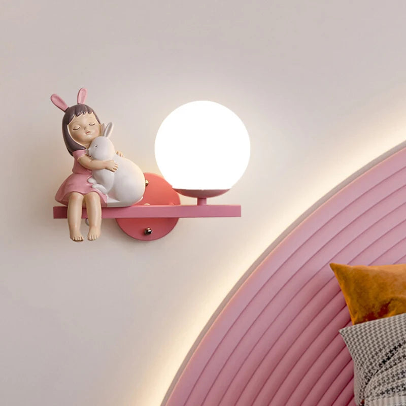 applique murale enfant avec motifs princesse cheval et lapin
