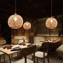 lustre moderne nordique en bambou tissé à la main led