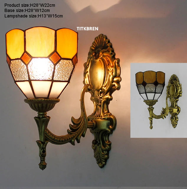 applique murale fleurs turques abat-jour baroque en verre décoratif - vue 11 sur 17
