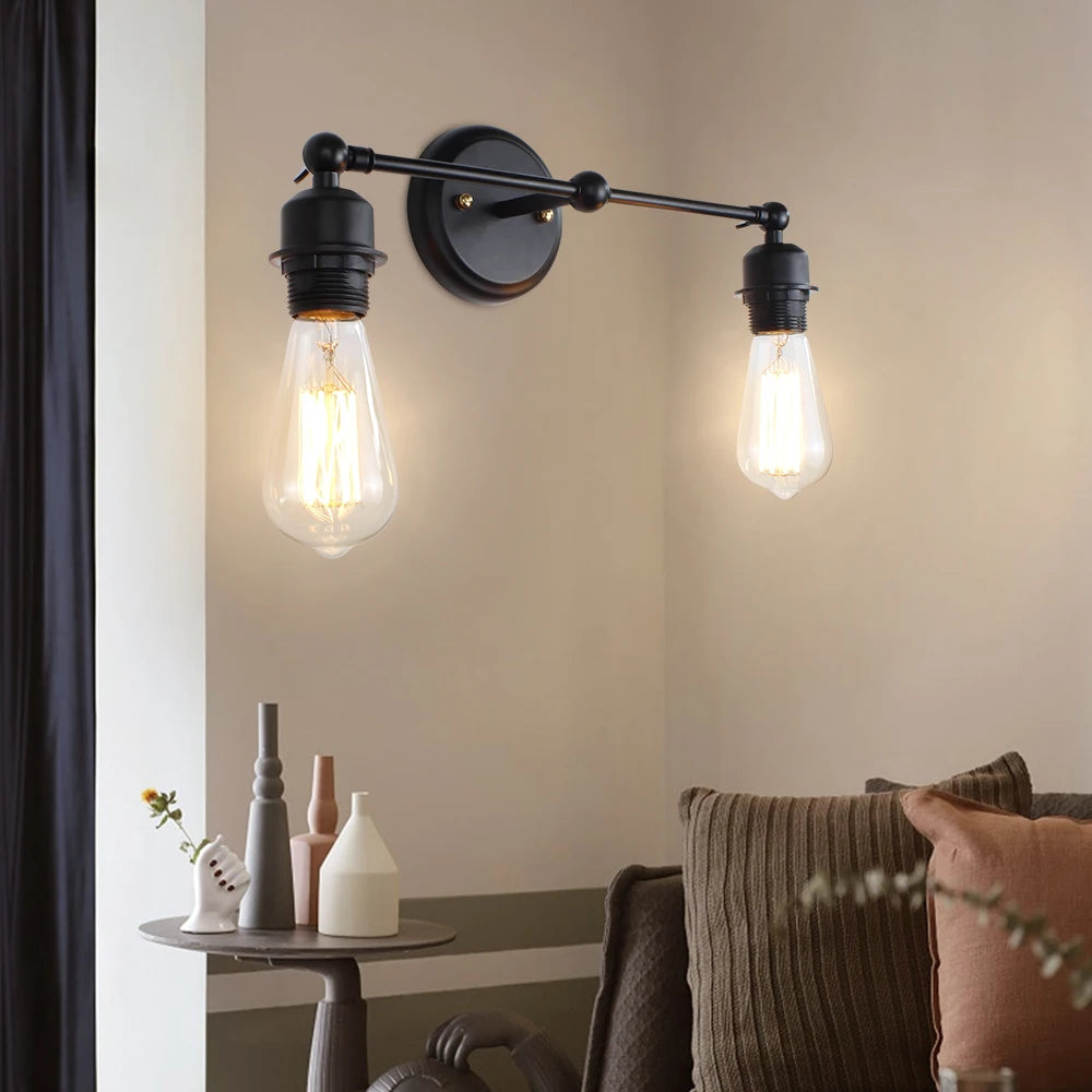 applique murale vintage à led avec 2 têtes rétro - vue 5 sur 7