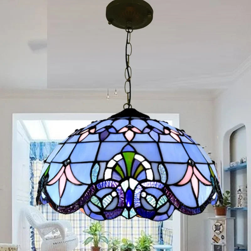 suspension tiffany en verre fait main style nordique paon