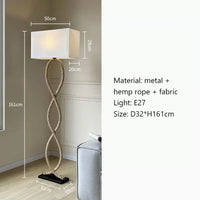 Nordique rétro Wabi Sabi chanvre corde tissu abat-jour lampadaire Led salon décor à la maison chambre canapé coin chevet lampe sur pied