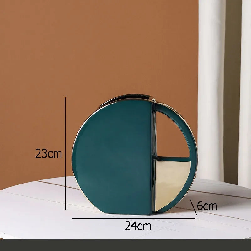 vase rond en céramique décoratif design géométrique moderne pour fleurs - vue 8 sur 8