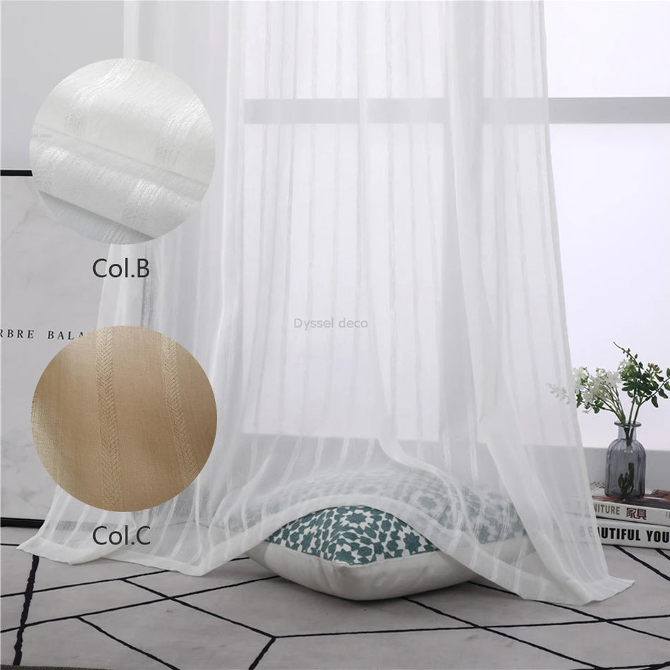 Voilage tulle rayé style européen léger pour salon