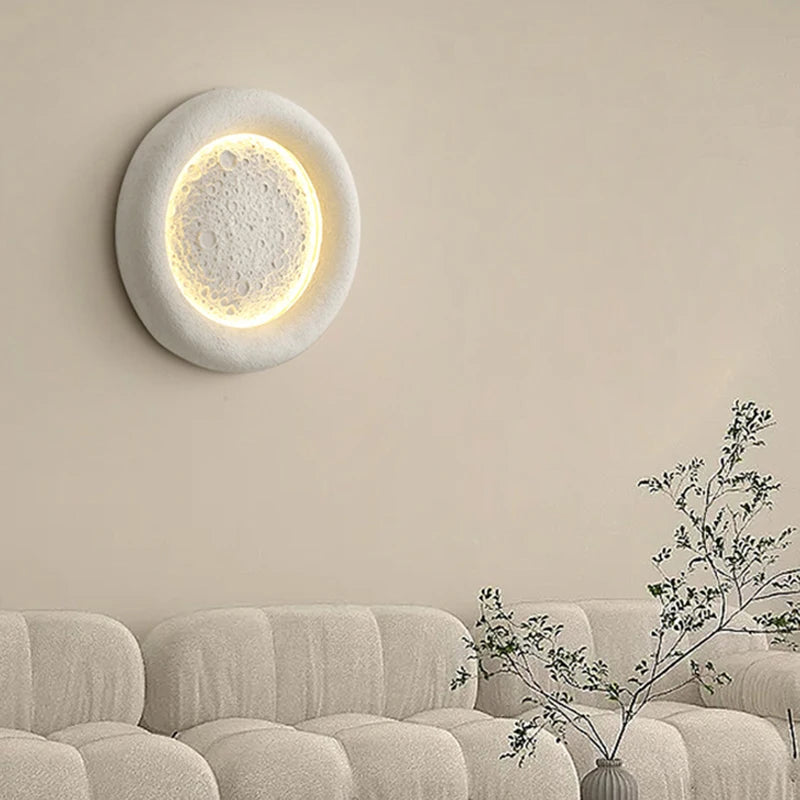 applique murale led lune 3 intensités art déco résine - vue 3 sur 8