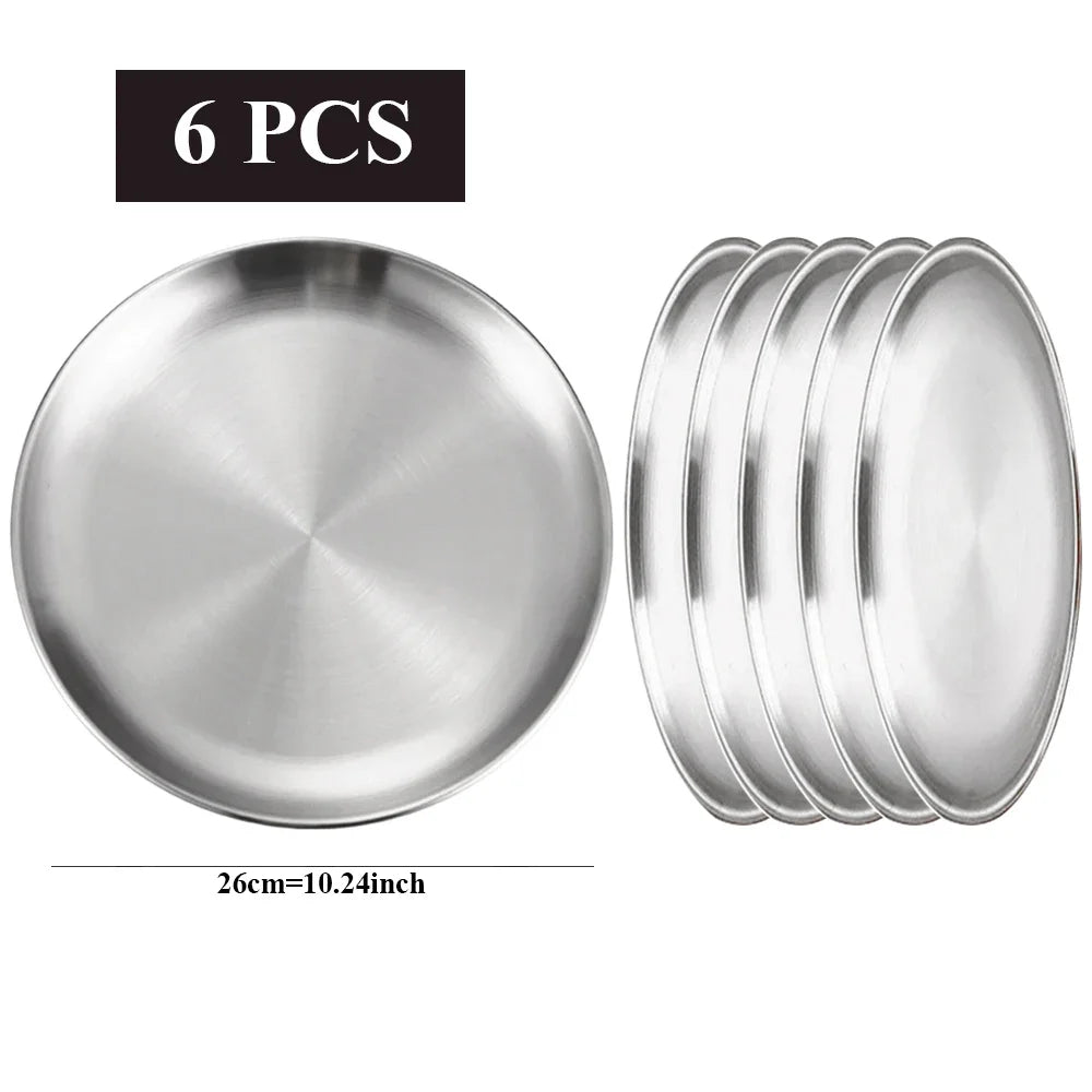 Ensemble 6 assiettes inox multifonction barbecue cuisine