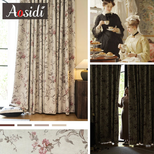 Rideau occultant floral élégant pour porte fenêtre salon