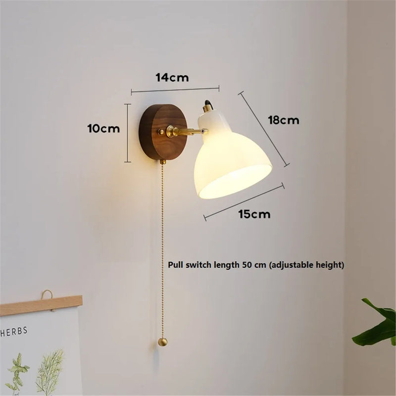 applique murale moderne en verre et laiton avec interrupteur réglable