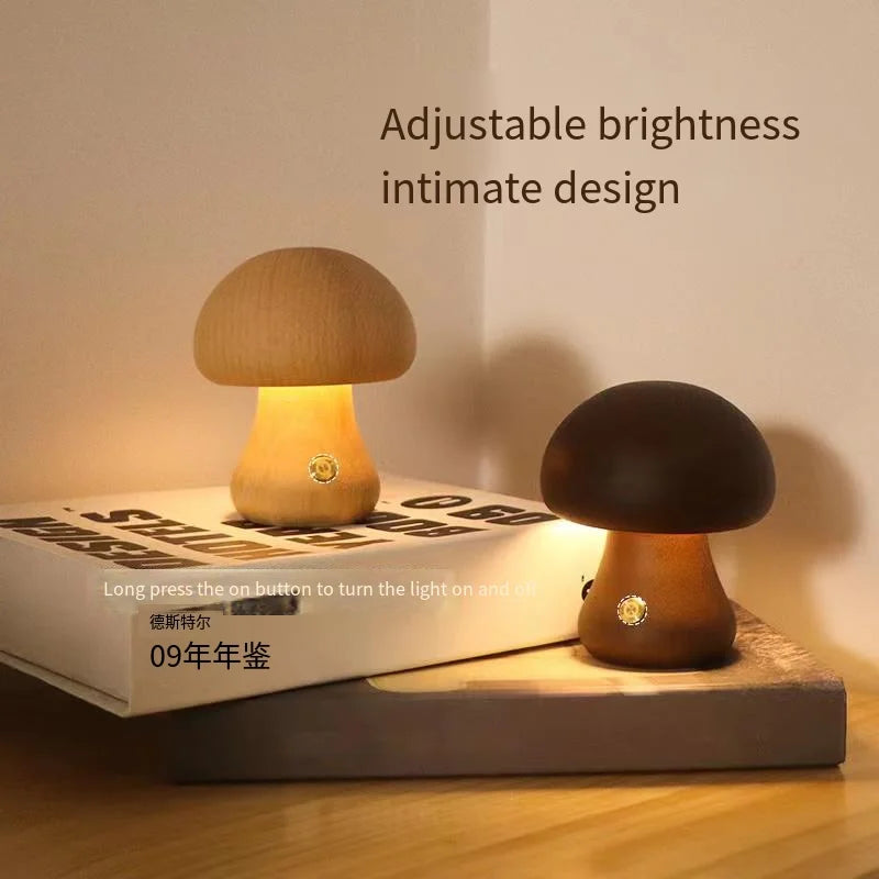 Lampe LED Veilleuse Tactile en forme de champignon en bois - vue 5 sur 13