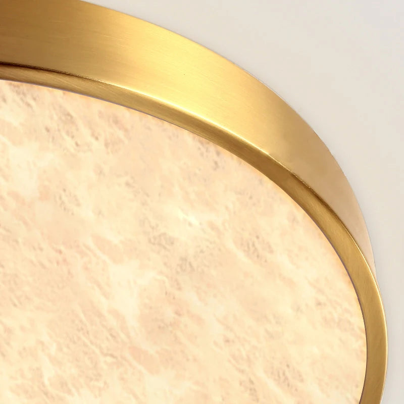 plafonnier luxueux en laiton led monté en marbre circulaire