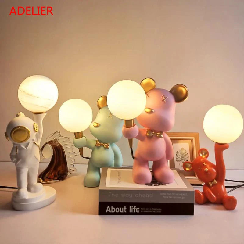 lampe de bureau 3d dessin animé ours pour enfants cadeau d'anniversaire - vue 3 sur 10
