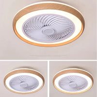 ventilateur électrique moderne en bois avec lumière led à distance