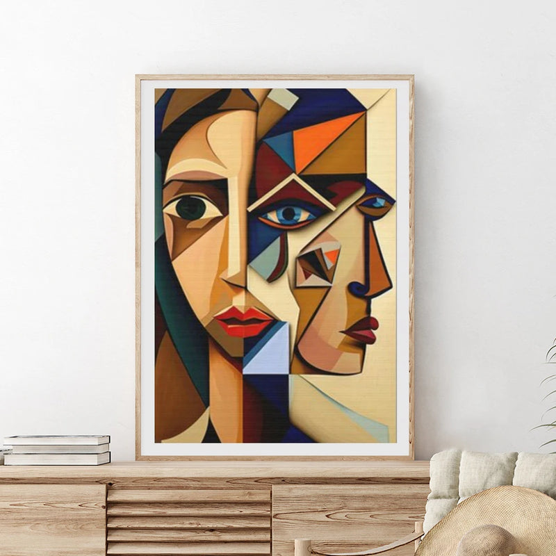 peinture abstraite cubiste de style picasso pour décoration murale