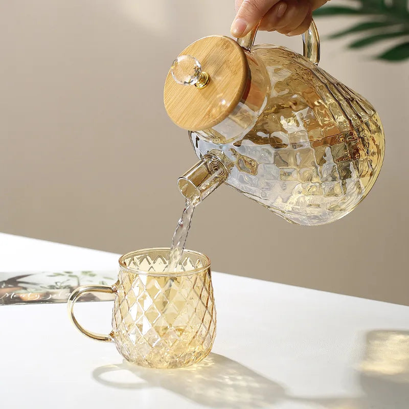Bouilloire verre couvercle bambou filtre amovible infusions - vue 4 sur 6