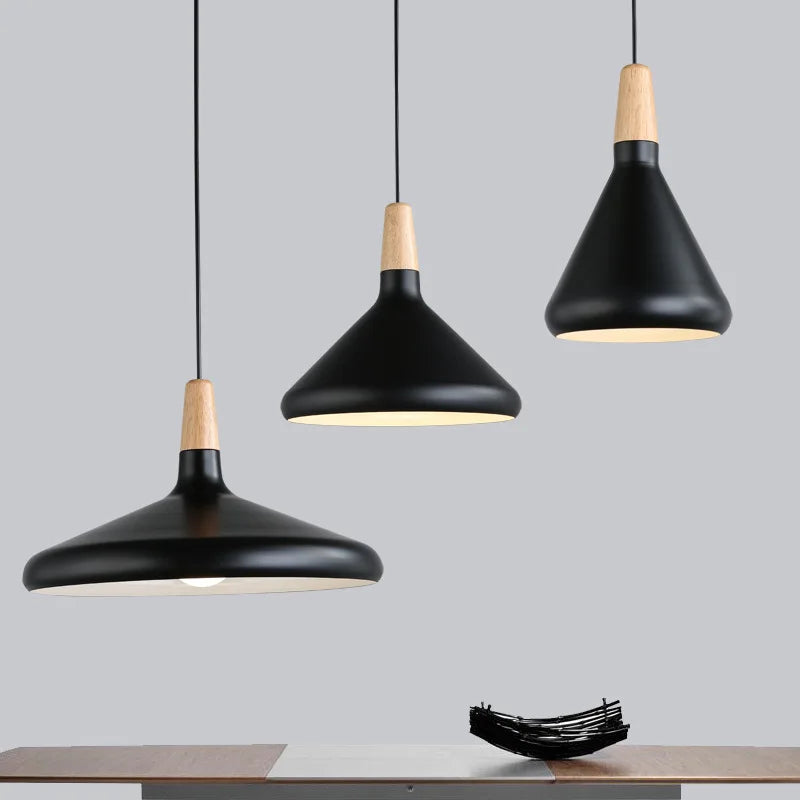 suspension moderne nordique en bois et aluminium pour décoration - vue 6 sur 6