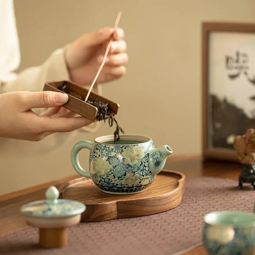 theiere ru kiln motif pivoine service kung fu