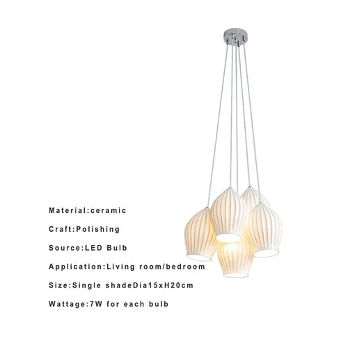 Lamp 3/5 Light Mid Century Pendant Lighting Kitchen Island White Ceramic Cluster Pendant Lights Small Milk Chandelier Vintage