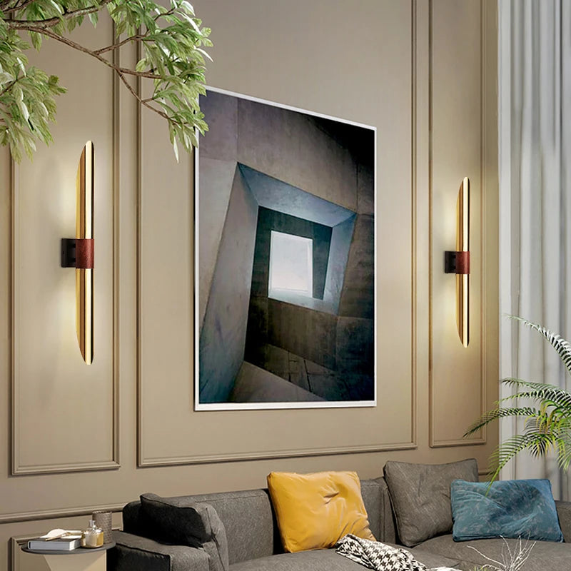 Applique murale led longue moderne en verre fer