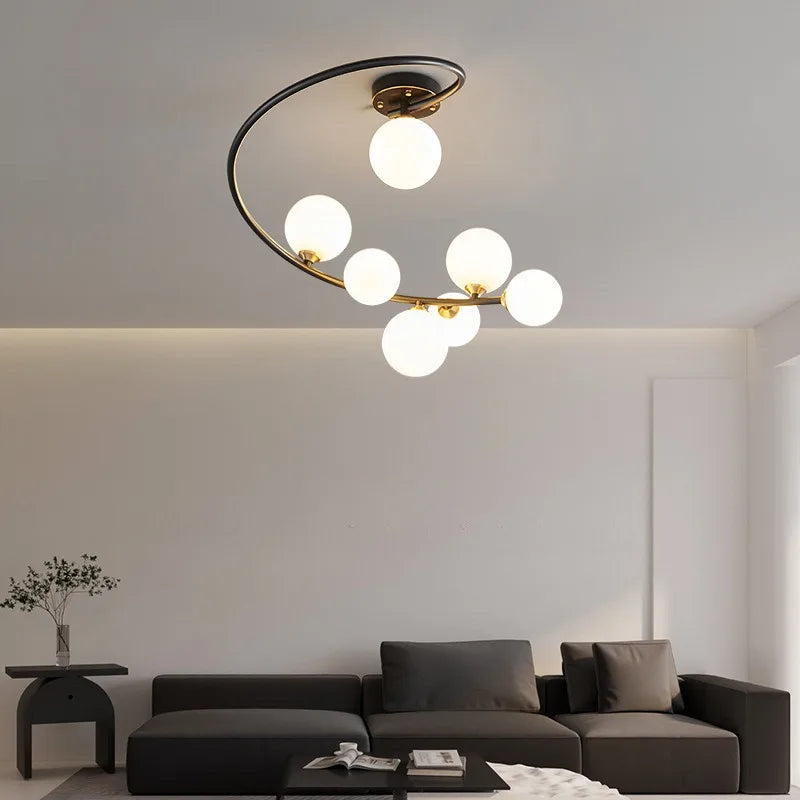 plafonnier moderne en cuivre irrégulier avec lumière personnalisée - vue 4 sur 9