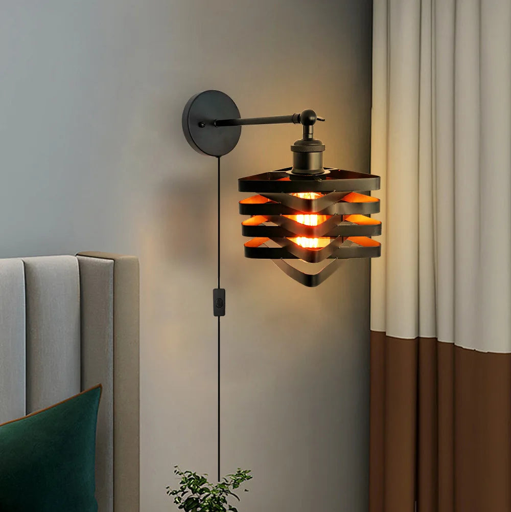 applique murale loft industriel pour prise culbuteur vintage luminaire - vue 10 sur 9