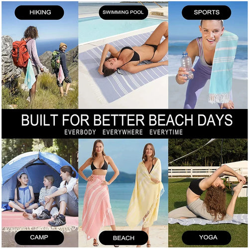serviette de plage turque rayures franges seche rapide