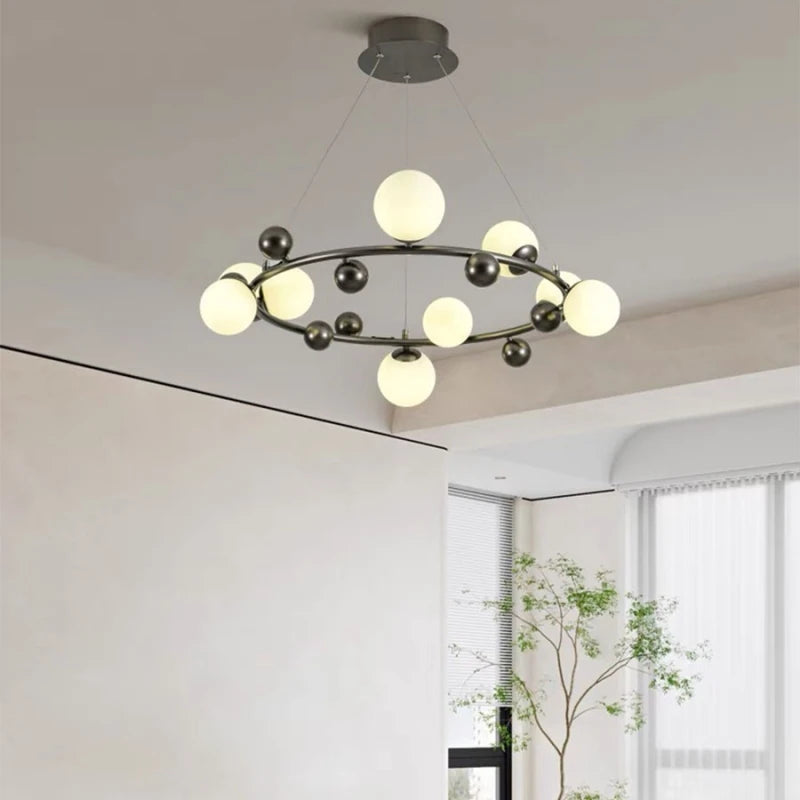 lampe suspendue nordique en métal et verre décorative avec fil réglable - vue 3 sur 13