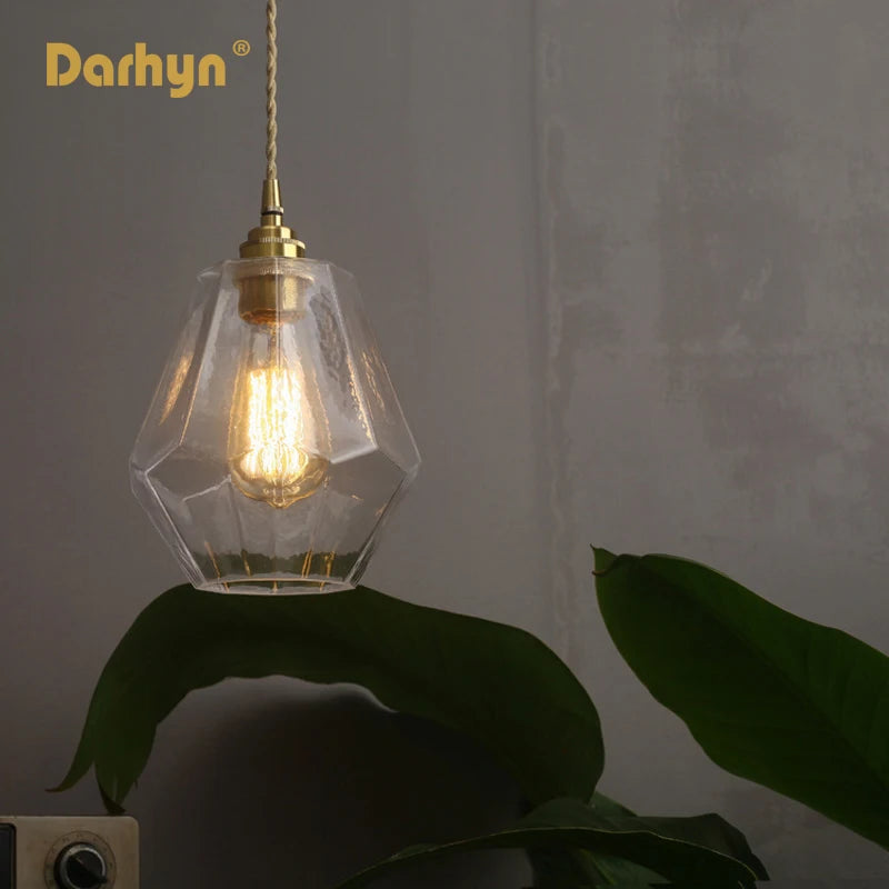 lampes suspendues modernes laiton verre rétro - vue 5 sur 7