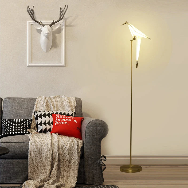 lampadaire nordique oiseau créatif acrylique mille grues lampe sur pied pour décoration