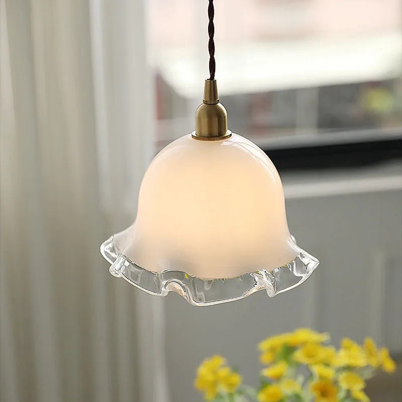 lustre vintage en verre design bourgeons de fleurs françaises - vue 4 sur 7