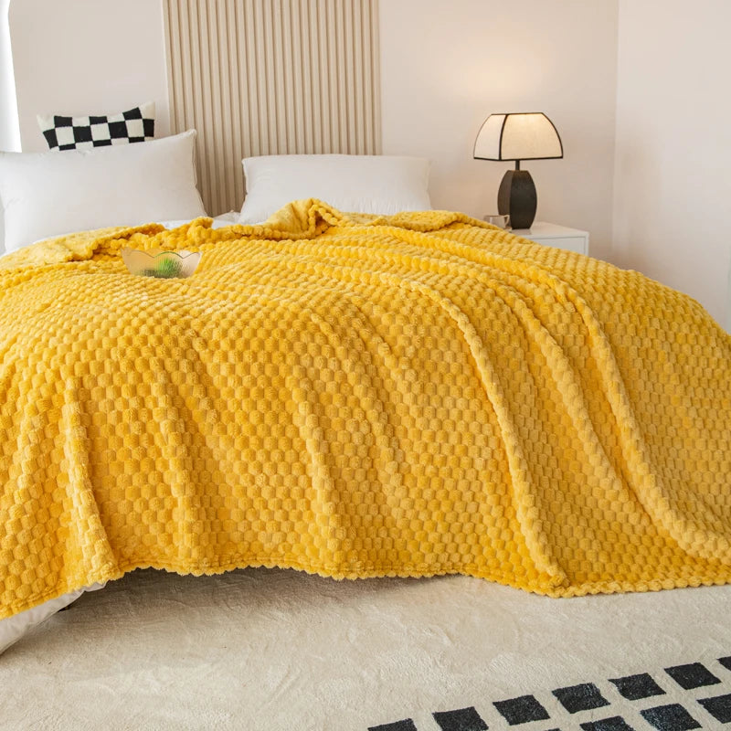 plaid à carreaux moelleux pour canapé et lit - vue 4 sur 7