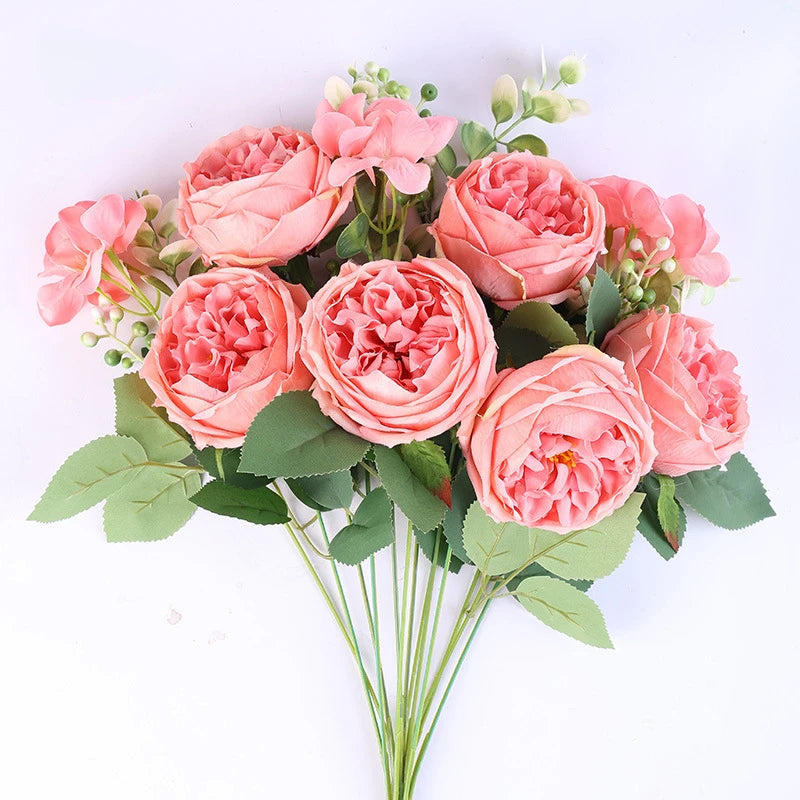 bouquet de roses artificielles en soie pour décoration intérieure - vue 16 sur 16