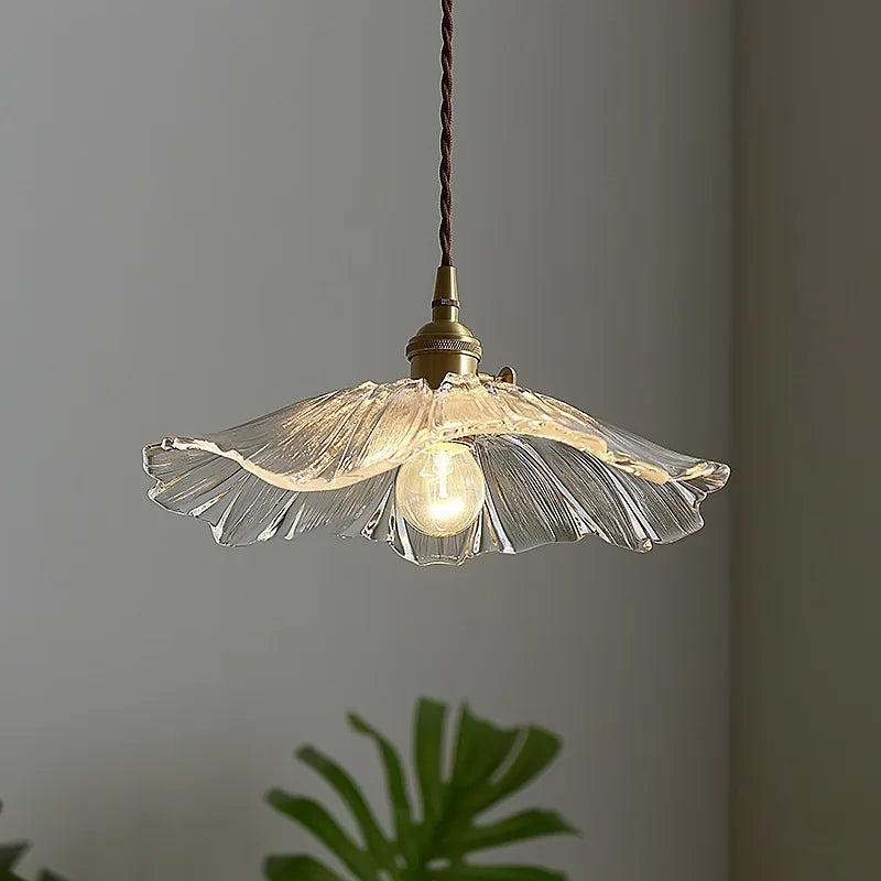 suspension rétro en laiton verre forme fleur décoration maison - vue 6 sur 11